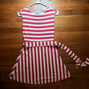 Striped Loft Swing Midi Dress 00P Red White